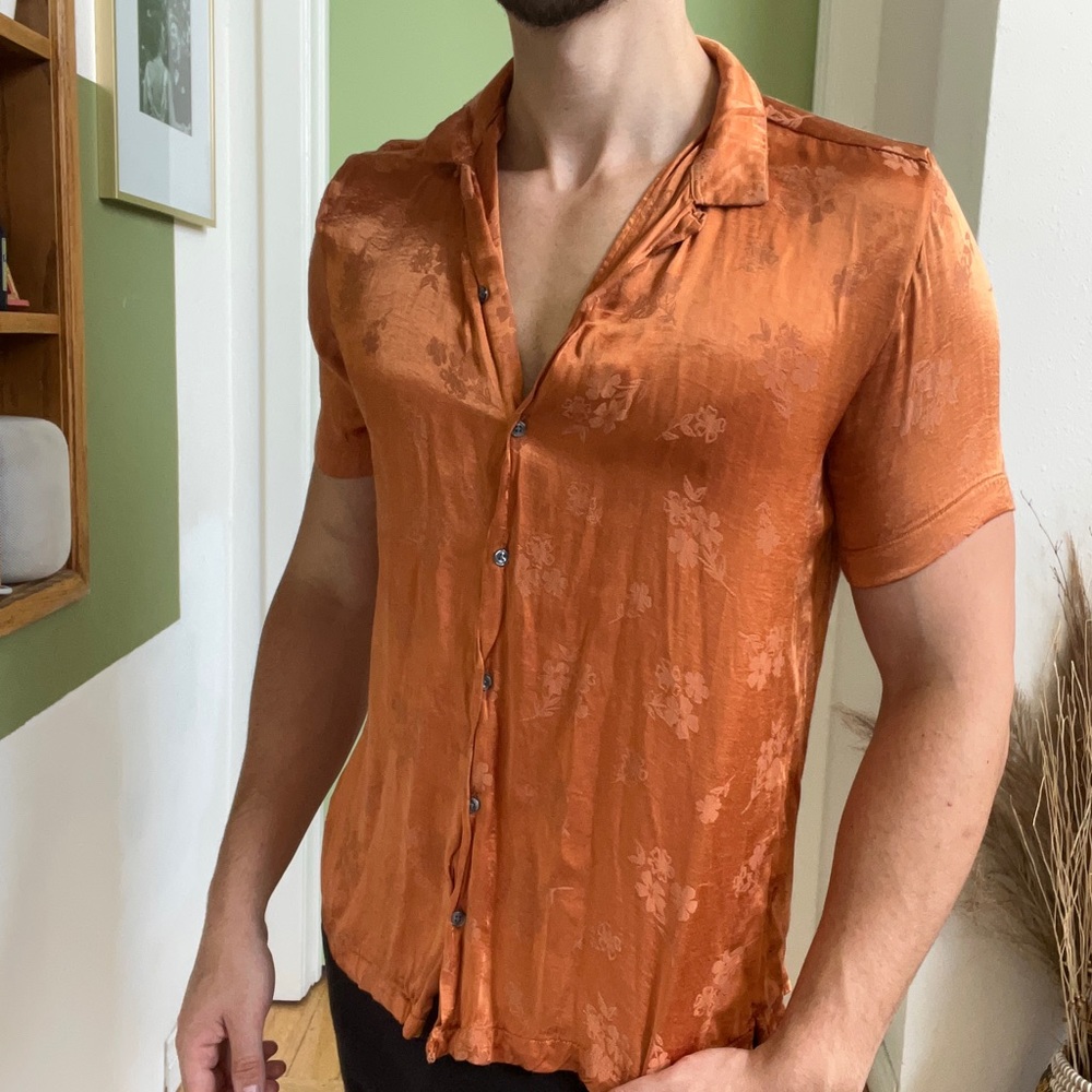 Zara Men’s Orange Satin Shirt